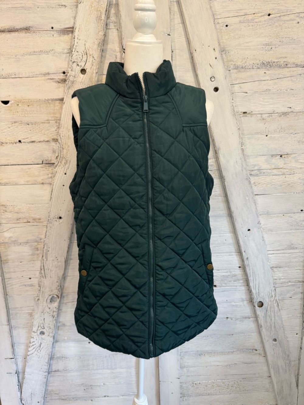 Zenana Outfitters Quilted Puffer Vest in Dark Green